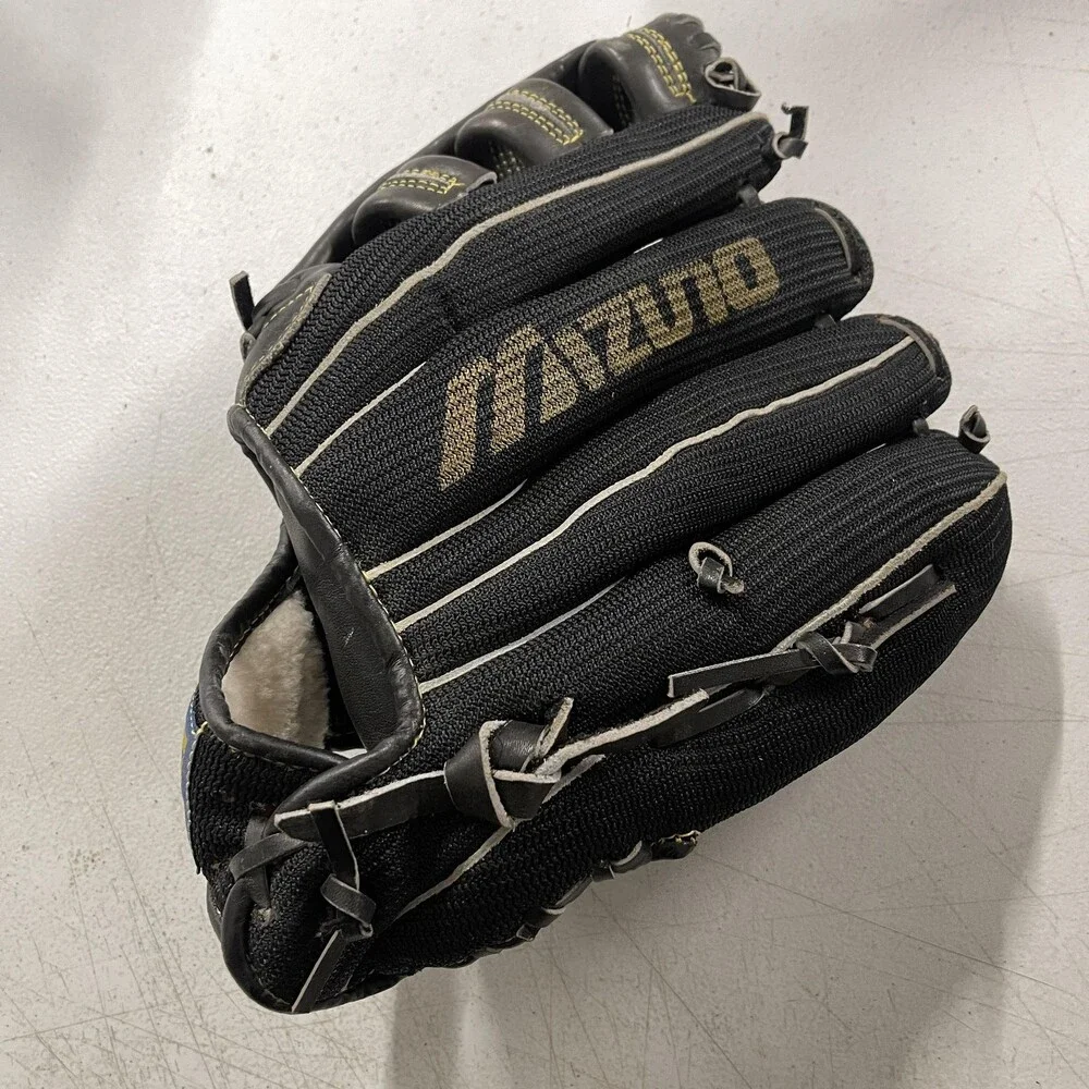 Vintage Mizuno Baseball Glove Mens 12 Black Leather Nylon Black Magic MB7000